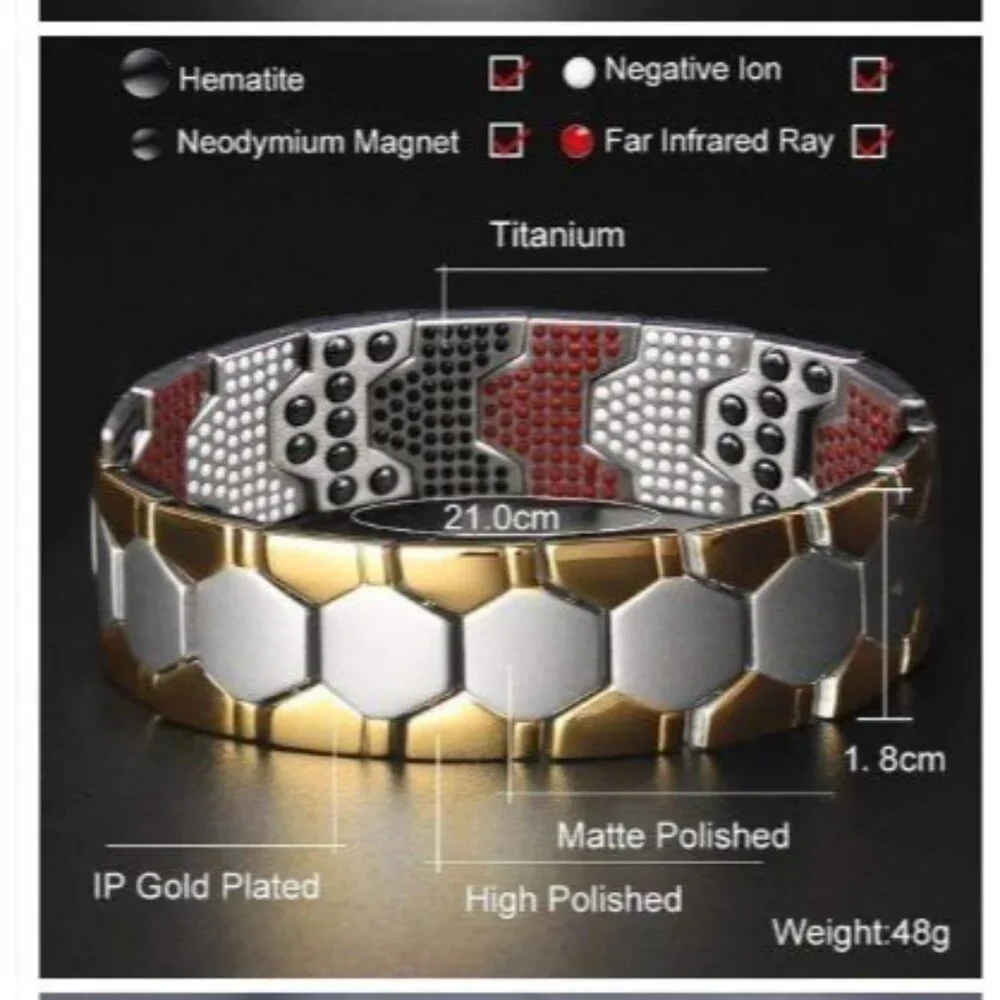 Titanium Magnetic Ion Therapy Lymphatic Health Chain Link Bracelet Weight Loss